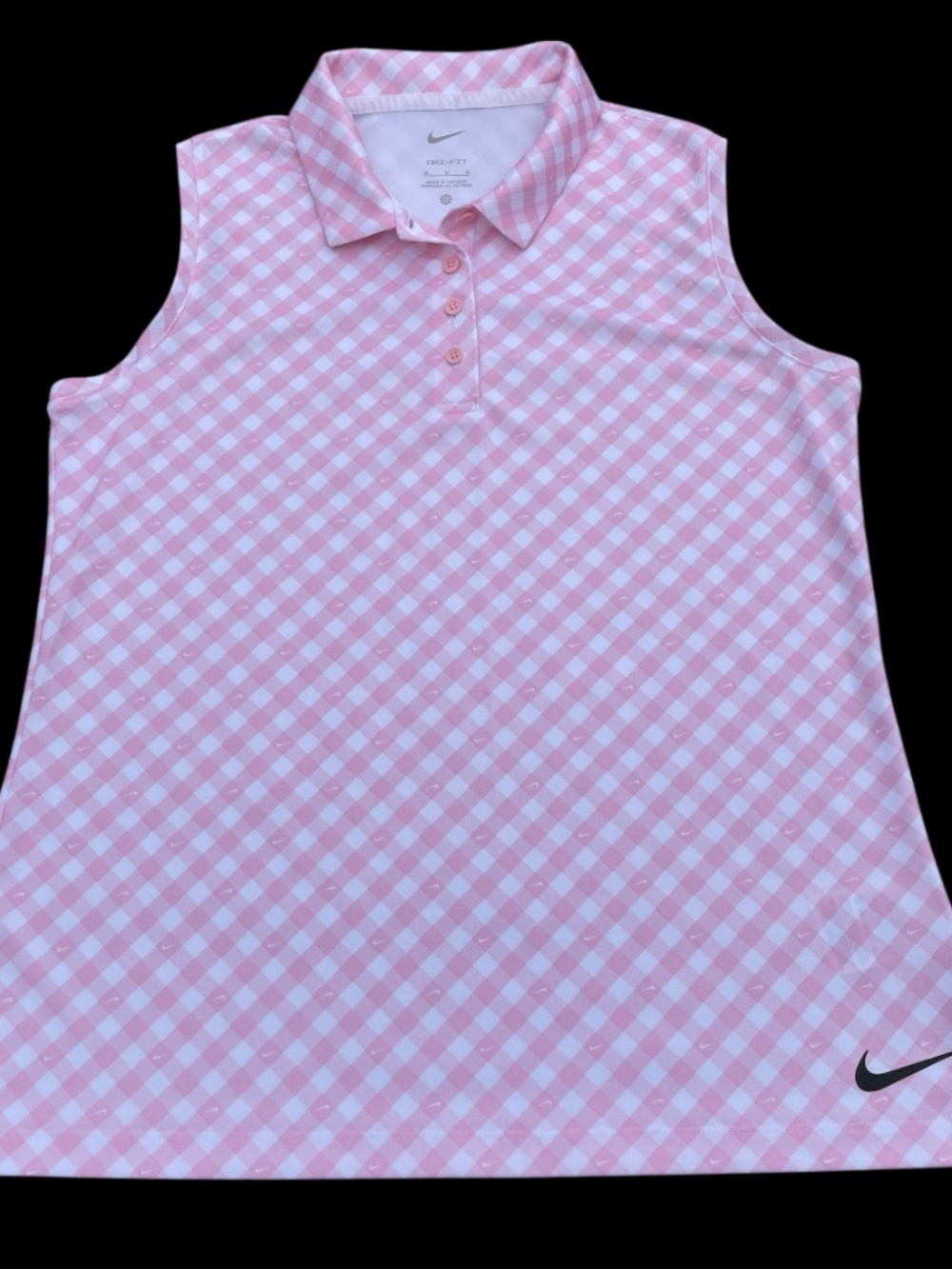 Nike Dri-Fit Victory Gingham Print Sleeveless Polo Shirt